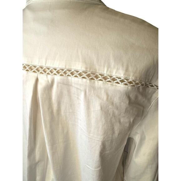 Chico's Size 3 US Size 16-18 Women's White Blouse Poplin Billow Sleeve - Picture 7 of 10